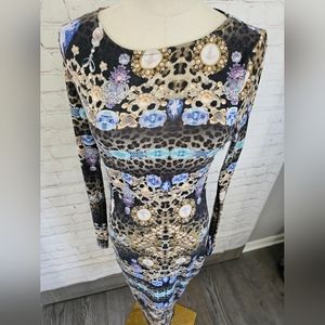 Lipsy London Jewel & Animal Print Midi Dress | Size 6 US | EUC